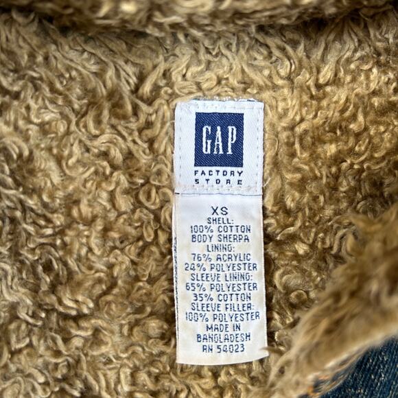 Vtg Gap Y2K Sherpa Collar Jacket XS Shearling Denim Jean Shearling Lining Fall - Picture 5 of 5
